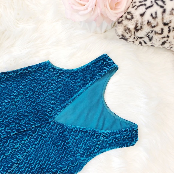 Topshop Blue Velvet Dress with Fringe Size 4/S - Picture 6 of 8